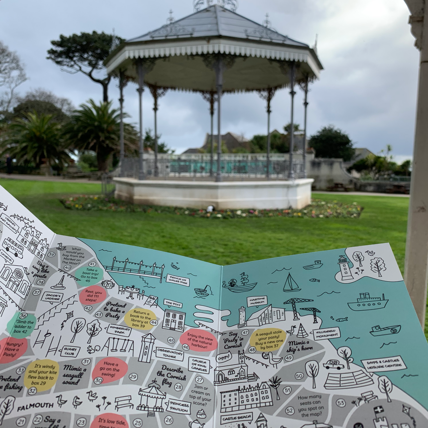 Falmouth board game map and Princess Pavillion.