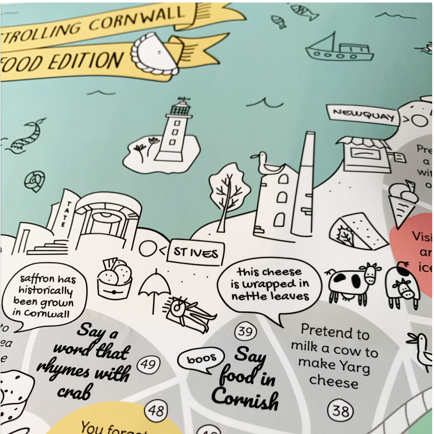 Strolling Cornwall Food Edition, illustration of Tate St Ives and Cornish pasty.