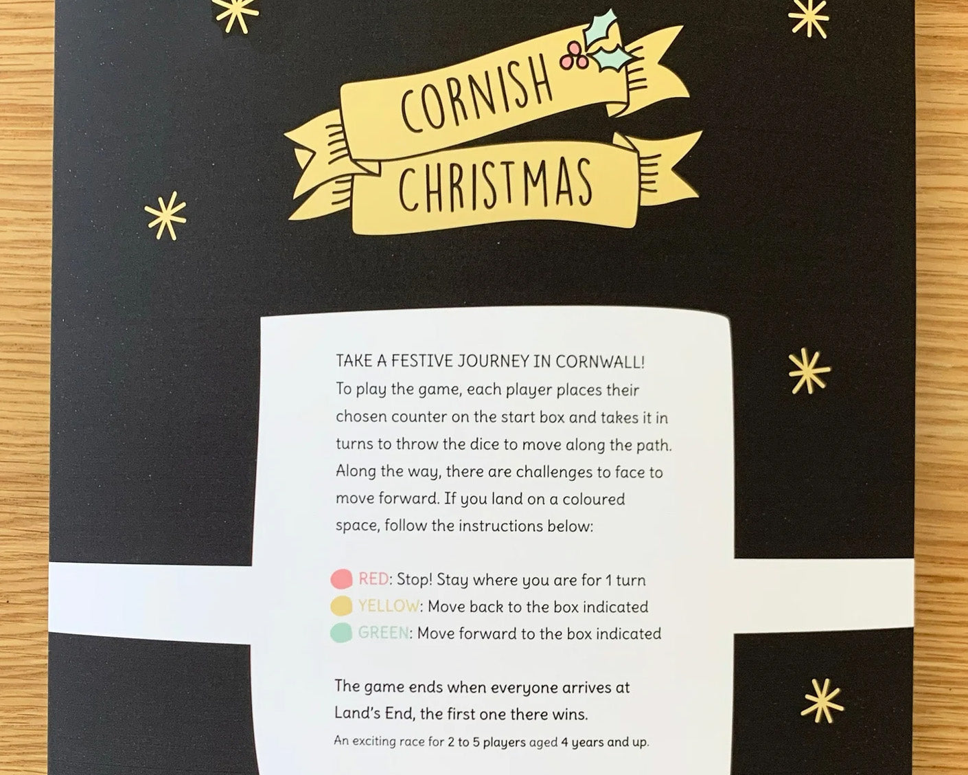 Cornwall Christmas board game backboard with instruction